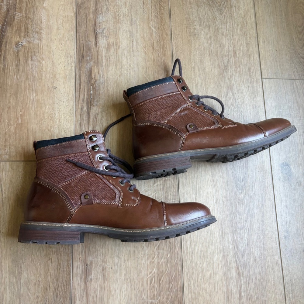 Sonoma Goods for Life Graham Cognac Brown Cap Toe Lace Up Boots Mens 10.5 - Picture 4 of 6
